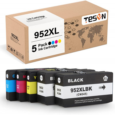 TESEN Remanufactured 952 XL Ink Cartridge Replacement for HP 952XL Ink 5 Pack